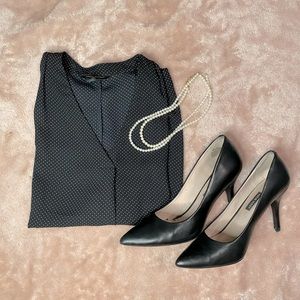 Banana Republic petite sleeveless black blouse